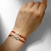 Браслет-оберег &laquo;Красная нить&raquo; In love мы с тобой связаны, набор 2 шт. цвет серебро, 5.5 см