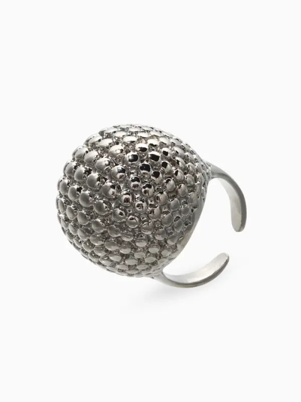 Кольцо металл &laquo;Шар сетка&raquo;, цвет серебро, безразмерное