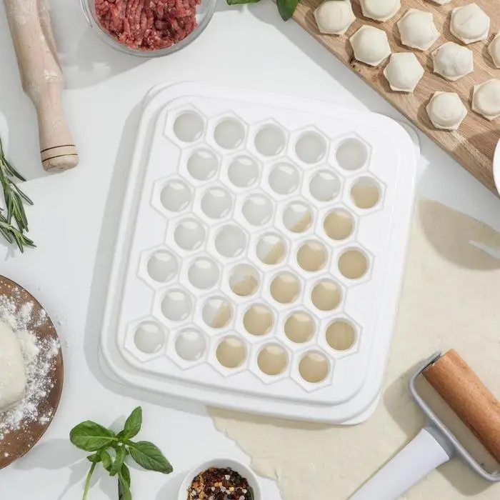 Пельменница IDEA, 35 ячеек, d=2.5 см, 25.5&times;28&times;2.9 см, пластик, белый