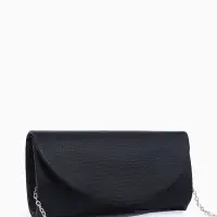 Сумка-клатч вечерняя на магните, на серебристой цепочке, чёрная