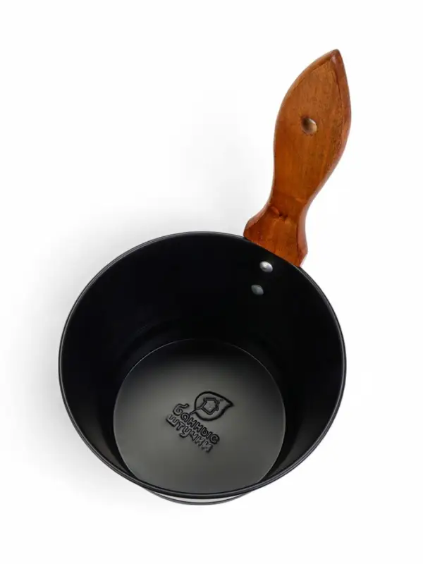 Ушат для бани и сауны, 4 л, сталь, с деревянной ручкой, чёрный