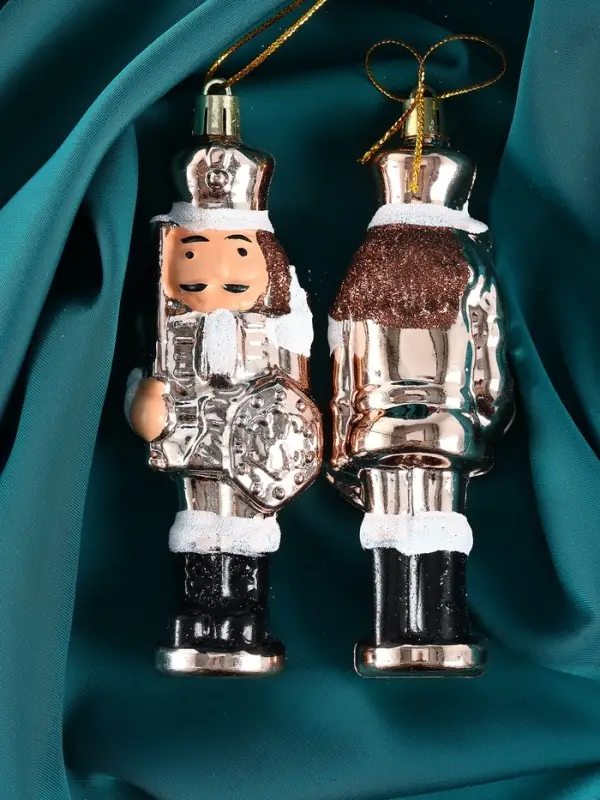 Ёлочные игрушки 2 шт. &laquo;Зимнее волшебство. Щелкунчик&raquo;, 14&times;3 см, золото