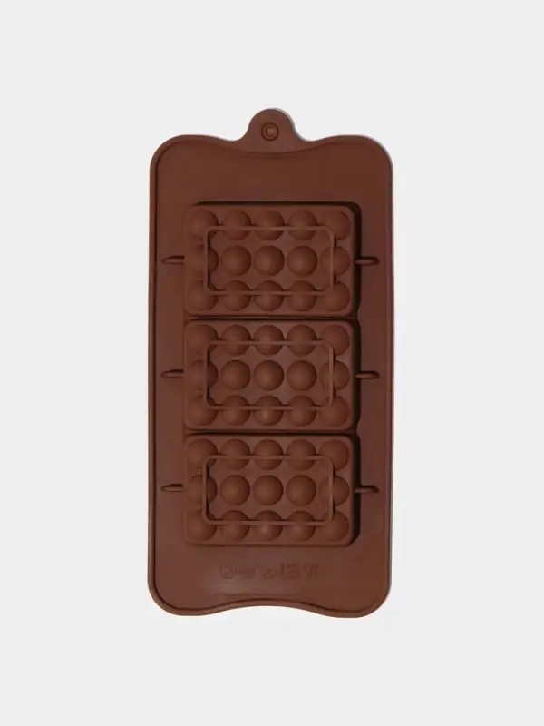Форма для шоколада Доляна «Мини-шоколадки», силикон, 22×11×1 см, 3 ячейки, коричневая