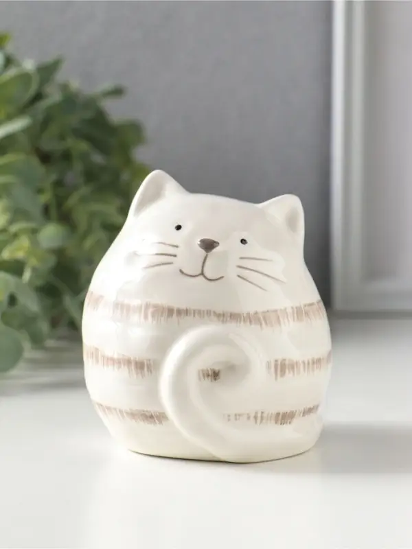Сувенир керамика "Полосатый котик-шарик" 8х7,5х8,5 см
