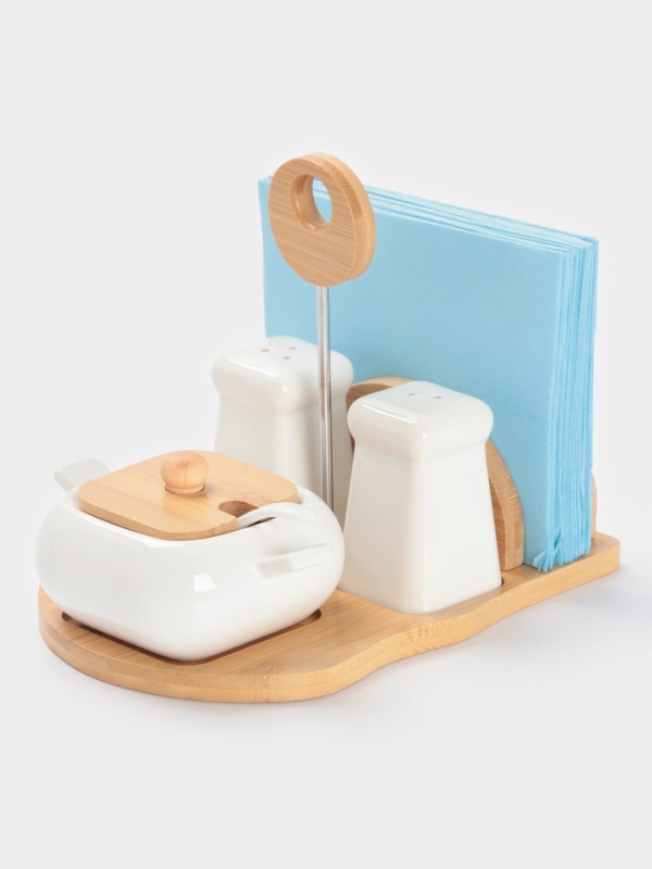 Набор для специй подст 4 шт "BellaTenero"  солон, перечн, сахарн с лож, салфетн