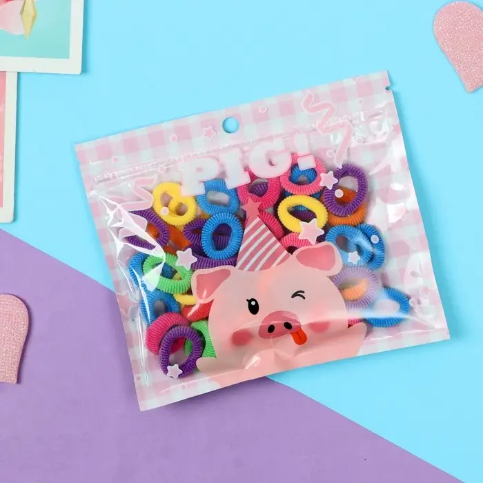 Резинка для волос  Резинка для волос "Хорошие пожелания" (набор 50 шт) хрюшка колор, 2 см