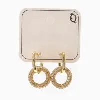 Серьги &laquo;Оковы&raquo; сияние круга, белые в золоте