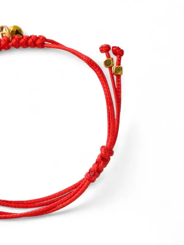 Браслет на нити &laquo;Котик нэко&raquo;, d=6 см, красный в золоте