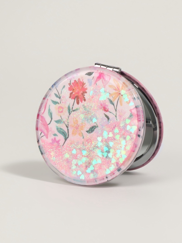 Зеркало складное «Цветы», d = 7,2 см, с увеличением, цвет розовый Зеркало складное «Цветы», d = 7,2 см, с увеличением, цвет розовый