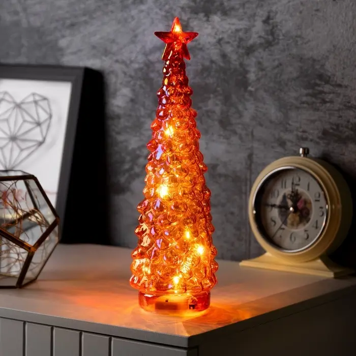Светодиодная фигура &laquo;Ёлка красная&raquo;, 28&times;12 см, 10 LED, от батареек АААх2, свечение тёплое белое
