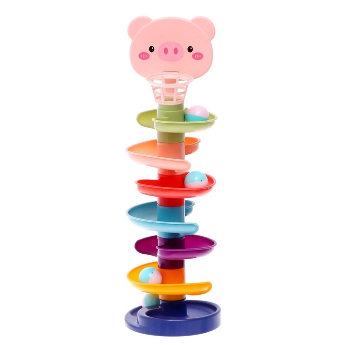 Развивающая пирамидка «Попади в корзину», 8 элементов, цвет розовый Развивающая пирамидка «Попади в корзину», 8 элементов, цвет розовый