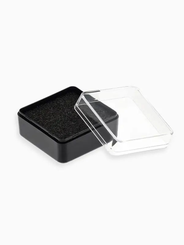 Футляр пластиковый для украшений и значка "Атрибутика", 4,1*4,1*2,4 см, прозрачная с чёрной вставкой