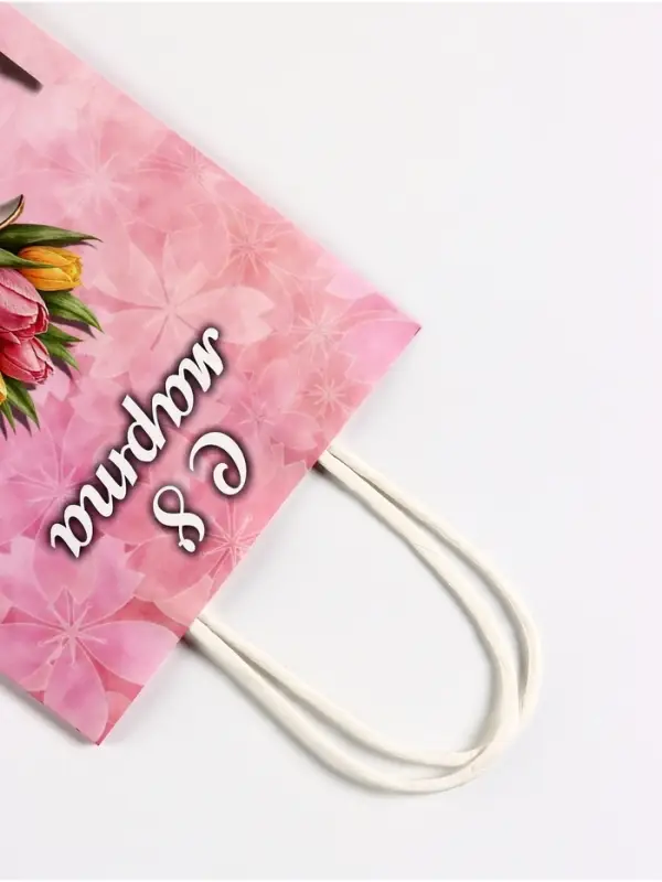 Пакет подарочный крафт, «С Женским Днём» 15×8×21 см