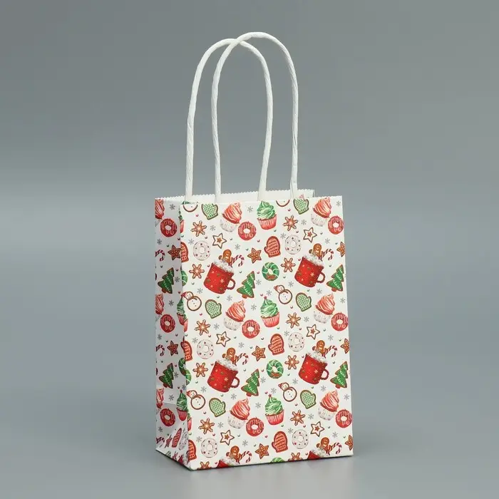 Пакет подарочный новогодний крафтовый «Сладкого Нового года», 15 х 10 х 6 см Пакет подарочный новогодний крафтовый «Сладкого Нового года», 15 х 10 х 6 см