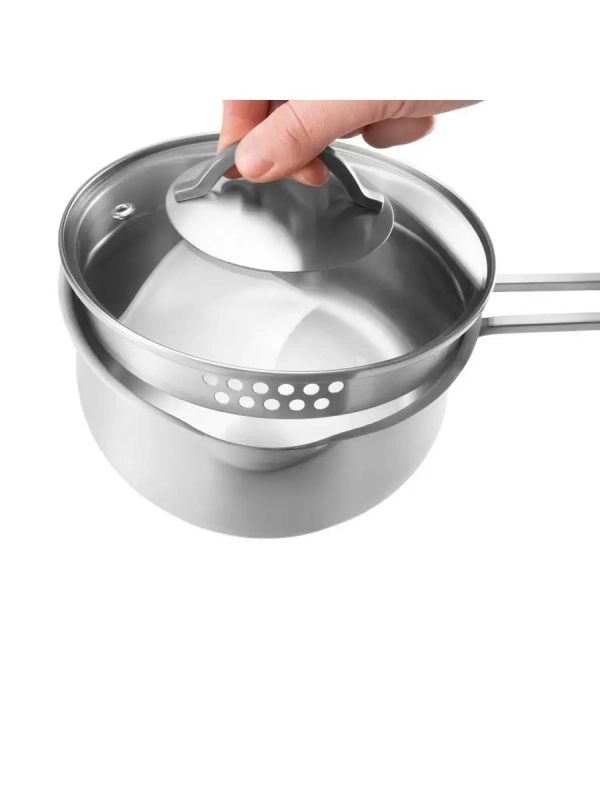 Ковш сотейник 1,5 л кухонный Solid-16SP с крышкой и носиком Ковш сотейник 1,5 л кухонный Solid-16SP с крышкой и носиком