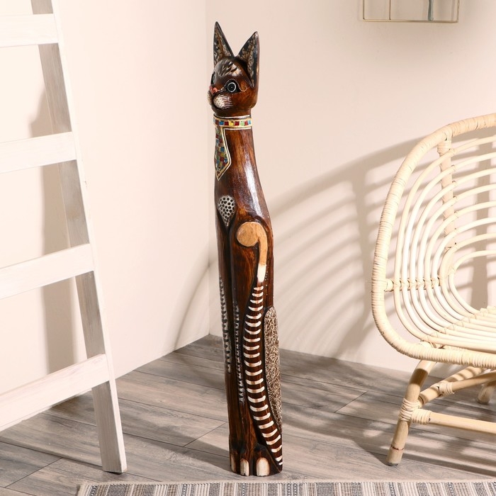 Сувенир дерево Сувенир дерево "Кошка в галстуке из мозаики" 100х16х7 см