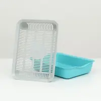 Туалет для кошек, 34.5&times;25.5&times;7.5 с, с сеткой, пластик, серый, бирюзовый