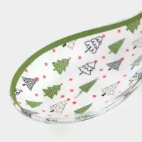 Подставка под ложку «Елочка» 26.5×9.5×2.5 см, стекло, белая, зелёная