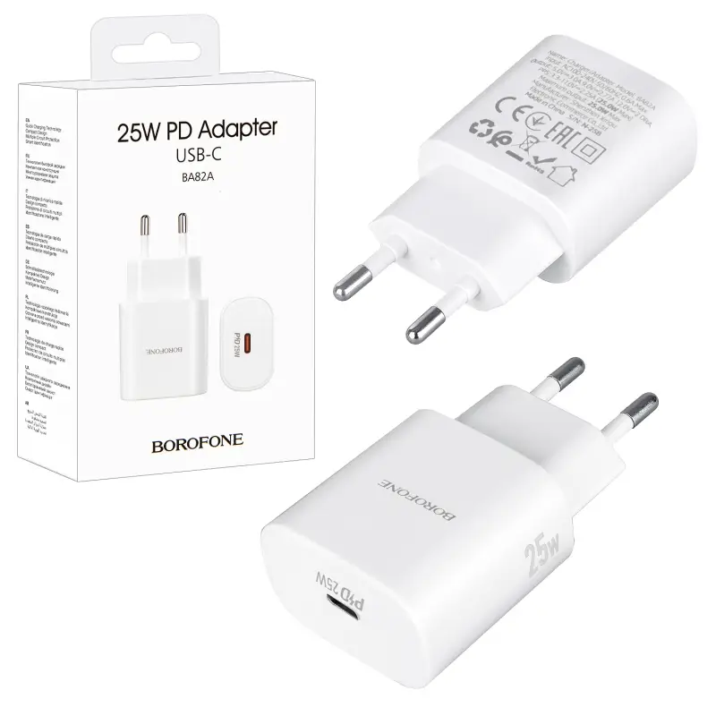 Переходник BA82A СЗУ на Type-C PD25W  Borofone белый