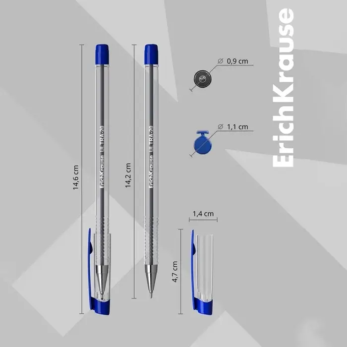 Ручка шариковая ErichKrause. ULTRA-20, синий стержень, игольчатый узел 0.7 мм