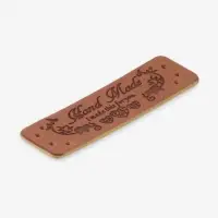 Нашивка Hand made, искусственная кожа, 5&times;1.5 см, 10 шт., коричневая
