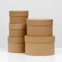 Набор круглых коробок 5 в 1 &laquo;Крафт однотонный&raquo;, 22&times;22&times;14- 14&times;14&times;10 см