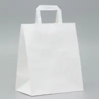 Пакет крафт без печати, белый, плоская ручка 24&times;14&times;24 см