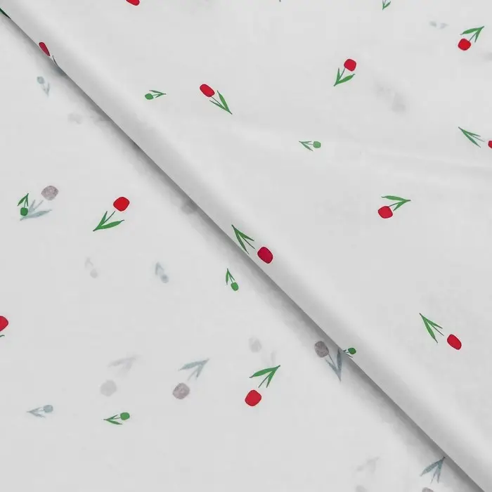 Бумага упаковочная тишью, «Цветы», белый, 50 см × 70 см 17 грамм