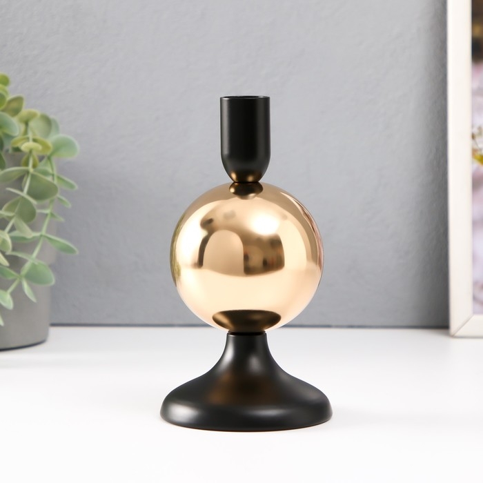 Подсвечник металл на 1 свечу d=2 см Подсвечник металл на 1 свечу d=2 см "Дельфуза. Золотой шар" 9х9х17 см