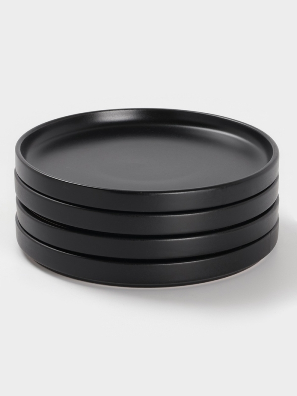 Набор тарелок Доляна «Гранит», 4 шт., d=20 см, керамика, чёрный Набор тарелок Доляна «Гранит», 4 шт., d=20 см, керамика, чёрный