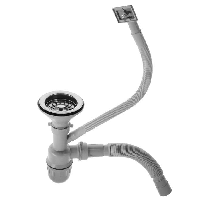 Мойка кухонная MIXLINE 528184, врезная, толщина 0.6 мм, 51х51х17 см, вып. 3 1/2 Мойка кухонная MIXLINE 528184, врезная, толщина 0.6 мм, 51х51х17 см, вып. 3 1/2", с сифоном