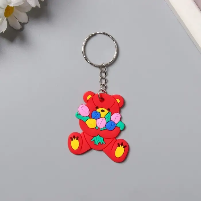 Брелок резина Брелок резина "Медвежонок с тюльпанами" 4,6х4,2 см