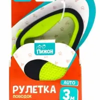 Рулетка &laquo;Пижон&raquo;, 3 м, до 15 кг, трос, светоотражающая, прорезиненная ручка, зелёная