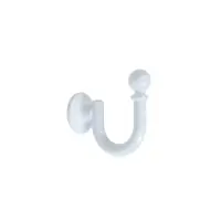 Крючок для штор ТУНДРА KS003, однорожковый, цвет белый, 2 шт Крючок для штор ТУНДРА KS003, однорожковый, цвет белый, 2 шт