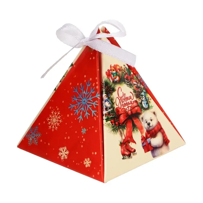 Бонбоньерка, новогодняя подарочная упаковка «Белый мишка», 7×7×7.5 см