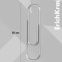 Скрепки канцелярские 50 мм, 100 штук, ErichKrause, оцинкованные, картонная упаковка
