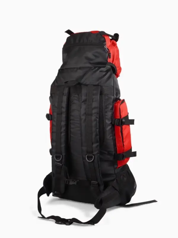 Рюкзак туристический, 90 литров, 6 наружных карманов, шнуровка, красный