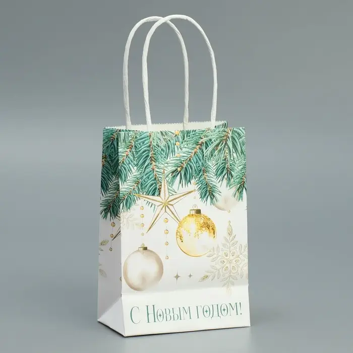 Пакет подарочный новогодний крафтовый «Роскошь Нового года», 15 х 10 х 6 см Пакет подарочный новогодний крафтовый «Роскошь Нового года», 15 х 10 х 6 см