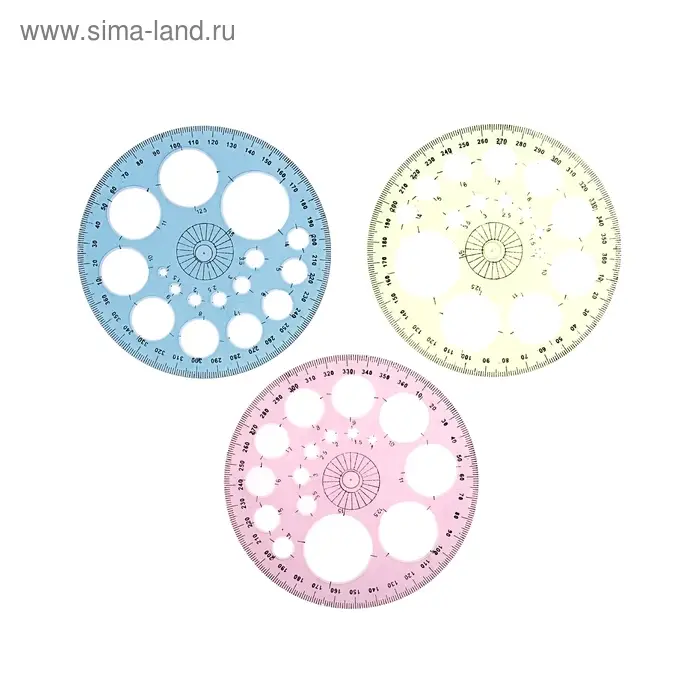 Транспортир 12 см, 360°, с окружностями, тонированный, МИКС Транспортир 12 см, 360°, с окружностями, тонированный, МИКС