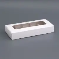 Коробка для 10 конфет, белая, 9.8&times;22&times;3.5 см