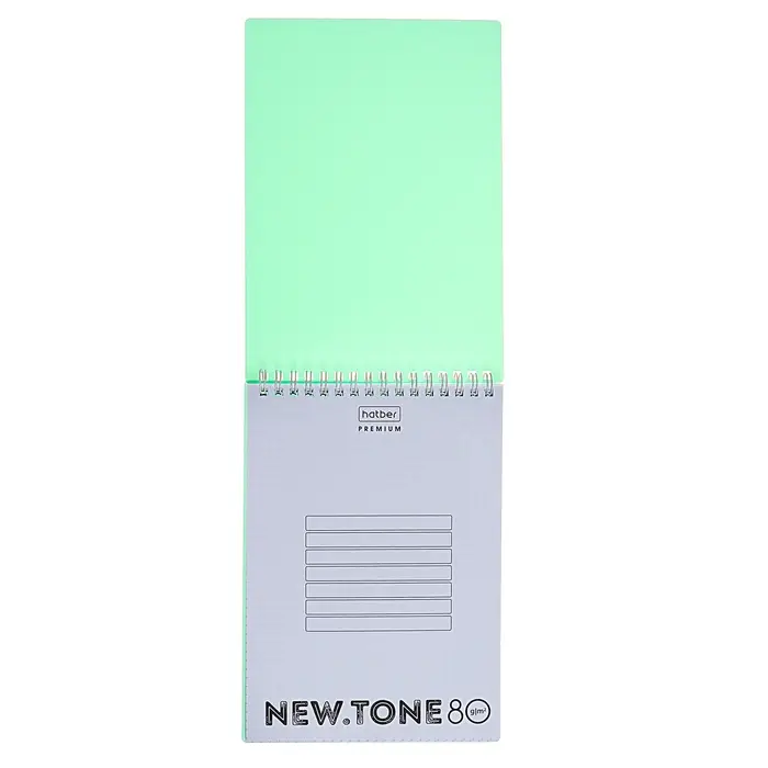 Блокнот А5 80 листов, в клетку, на гребне, NEWtone PASTEL МЯТА, пластиковая обложка, блок 80 г/м2, МИКС