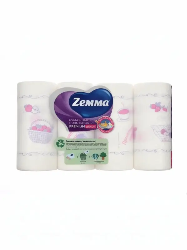 Полотенца бумажные ZEMMA Premium Декор 2сл 4 рул