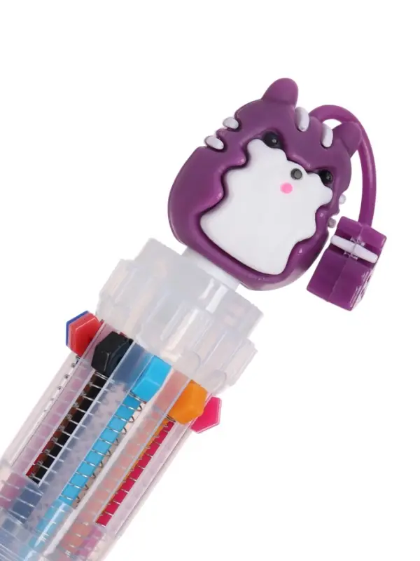 Ручка шариковая автоматическая, 10-ти цветная, Зверушки МИКС