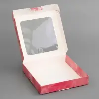 Коробка подарочная сборная с окном, упаковка, «Цветоки», 16×16×3 см