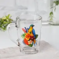 Кружка стеклянная «Тропические птицы», 300 мл Кружка стеклянная «Тропические птицы», 300 мл