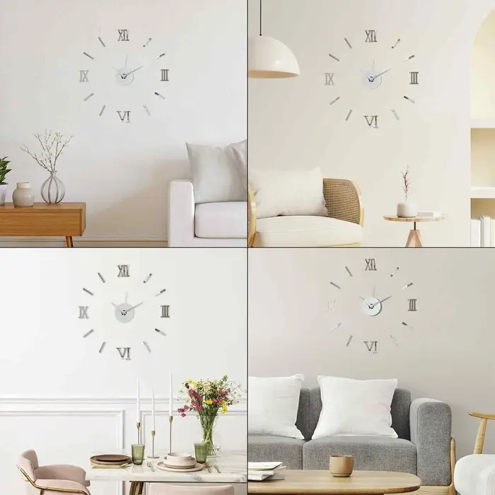 Часы настенные интерьерные &laquo;Давис&raquo;, 3D, наклейка, бесшумные, плавный ход, d=45 см