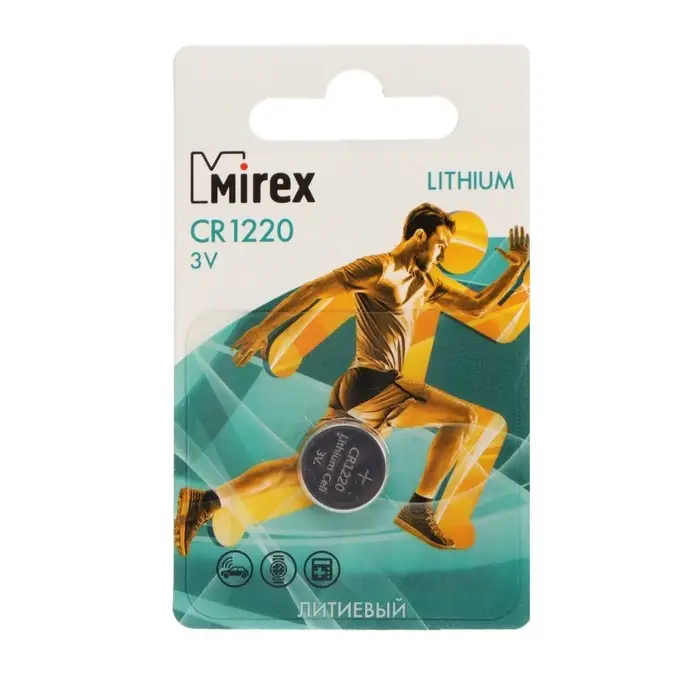 Батарейка литиевая Mirex, CR1220-1BL, 3В, блистер, 1 шт. Батарейка литиевая Mirex, CR1220-1BL, 3В, блистер, 1 шт.