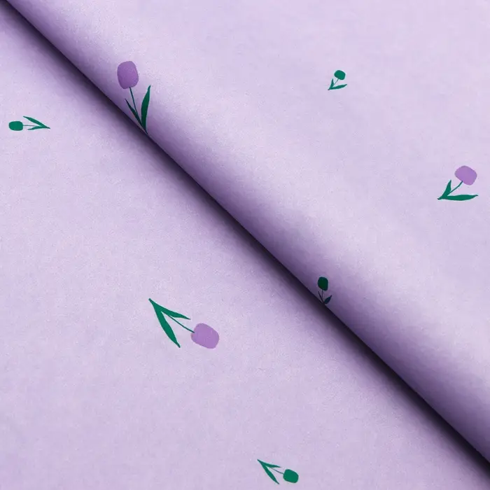 Бумага упаковочная тишью, «Цветы», сиреневый, 50 см × 70 см 17 грамм