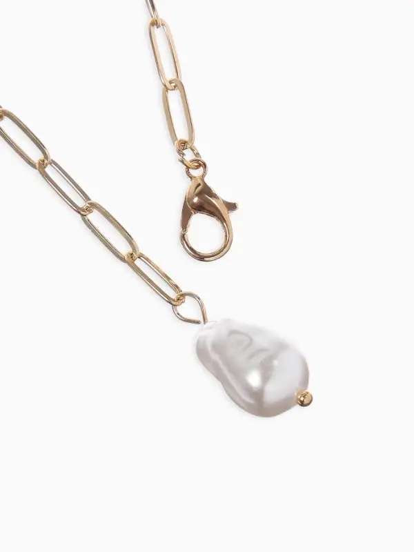 Цепь с подвеской &laquo;Жемчужина&raquo;, вытянутое звено, L=45 см, белая в золоте