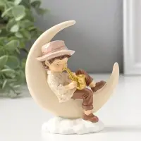 Сувенир полистоун "Мальчик на месяце играет на трубе" 13 см